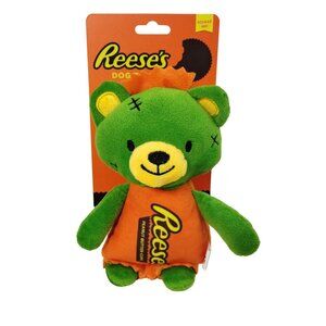 Reese's Peanut Butter Cups Stuffed Plush Green Monster Squeaky Dog Toy Crinkle
